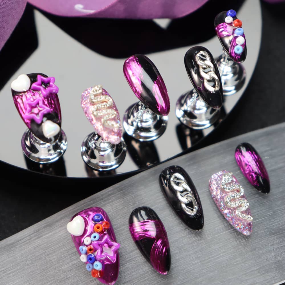 Girl's Starry Sky Y2K Handmade Almond Press On Nails A927