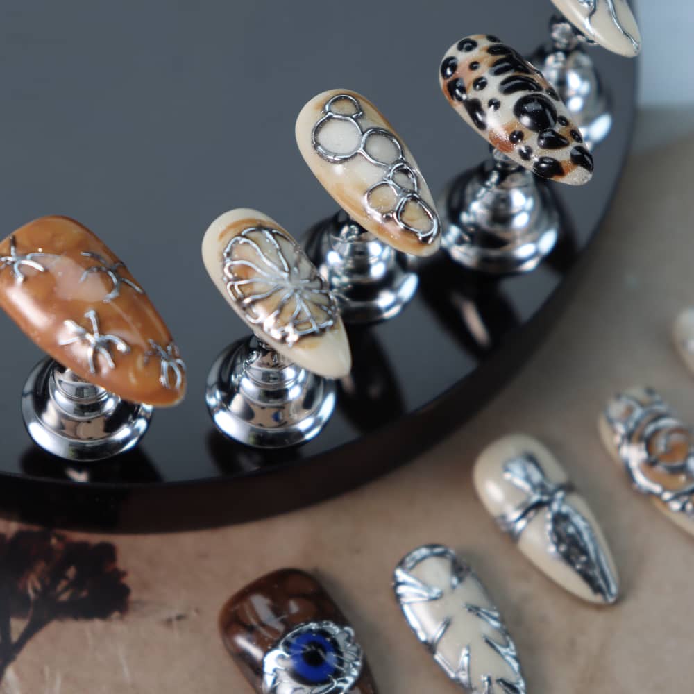 The Flintstones Metallic Y2K Handmade Almond Press On Nails A1066