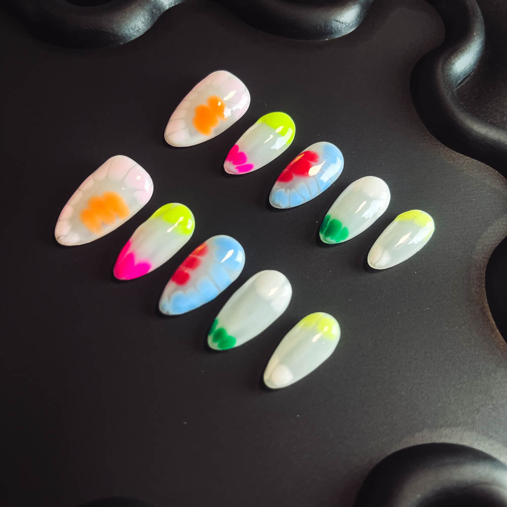 Rainbow After The Rain  Handmade Almond  Nails T1003 - NoirNail