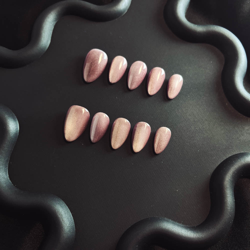 Dried Rose Cat Eyes Gel Nail Handmade Almond Press-ons Nail MQ1002 - NoirNail