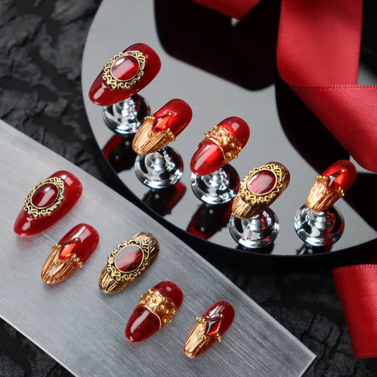 Merry Christmas Buccellati Handmade Almond Press On Nails A861