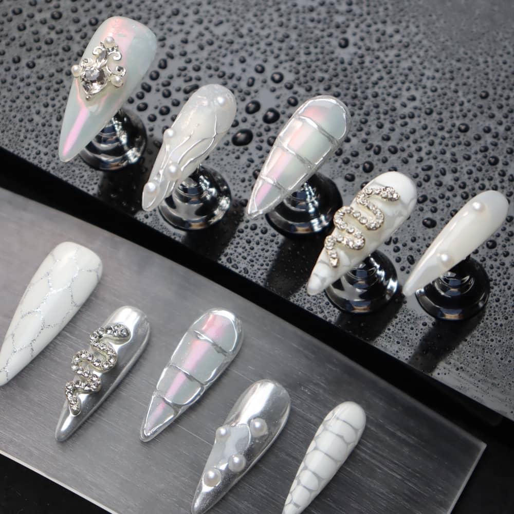 Cyber Future Rock Girl Y2K Handmade Stiletto Press On Nails A1075