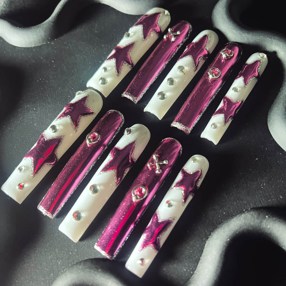 Raspberry Milkshake Handmade  Square Nails OM1176 - NoirNail