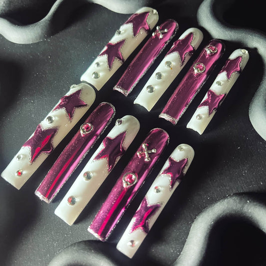 Raspberry Milkshake Handmade  Square Nails OM1176 - NoirNail