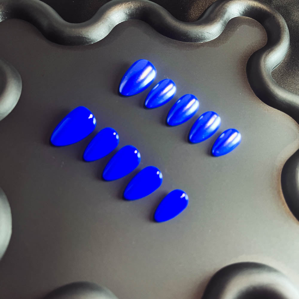 Klein Blue Solid Color 100% Handmade Almond Press-ons Nail CS1003 - NoirNail