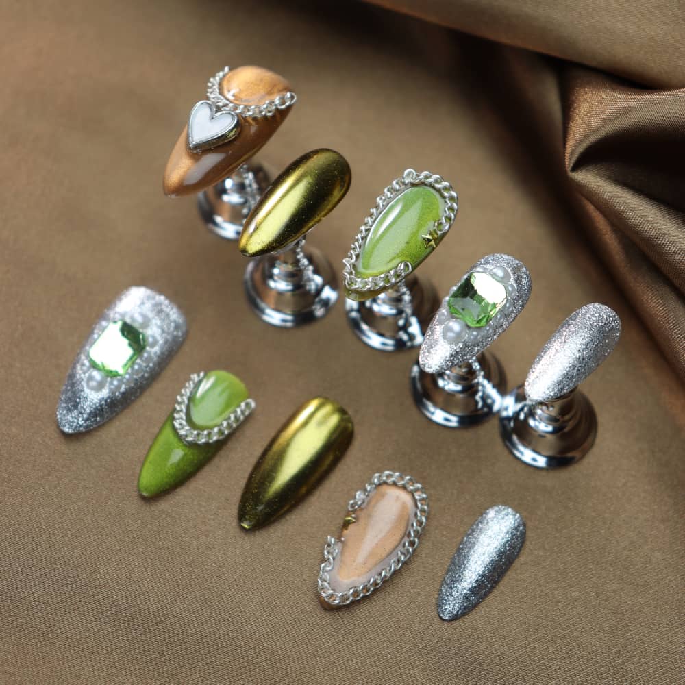 Coffee Time Handmade Almond Press On Nails A1325