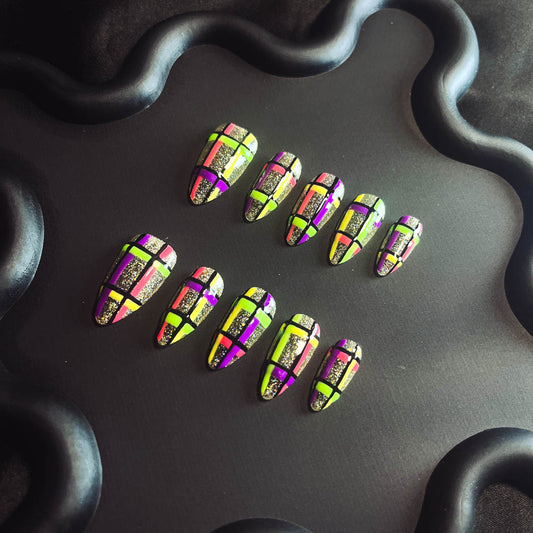 Twill Soft Nylon Handmade Almond  Nails X1158 - NoirNail