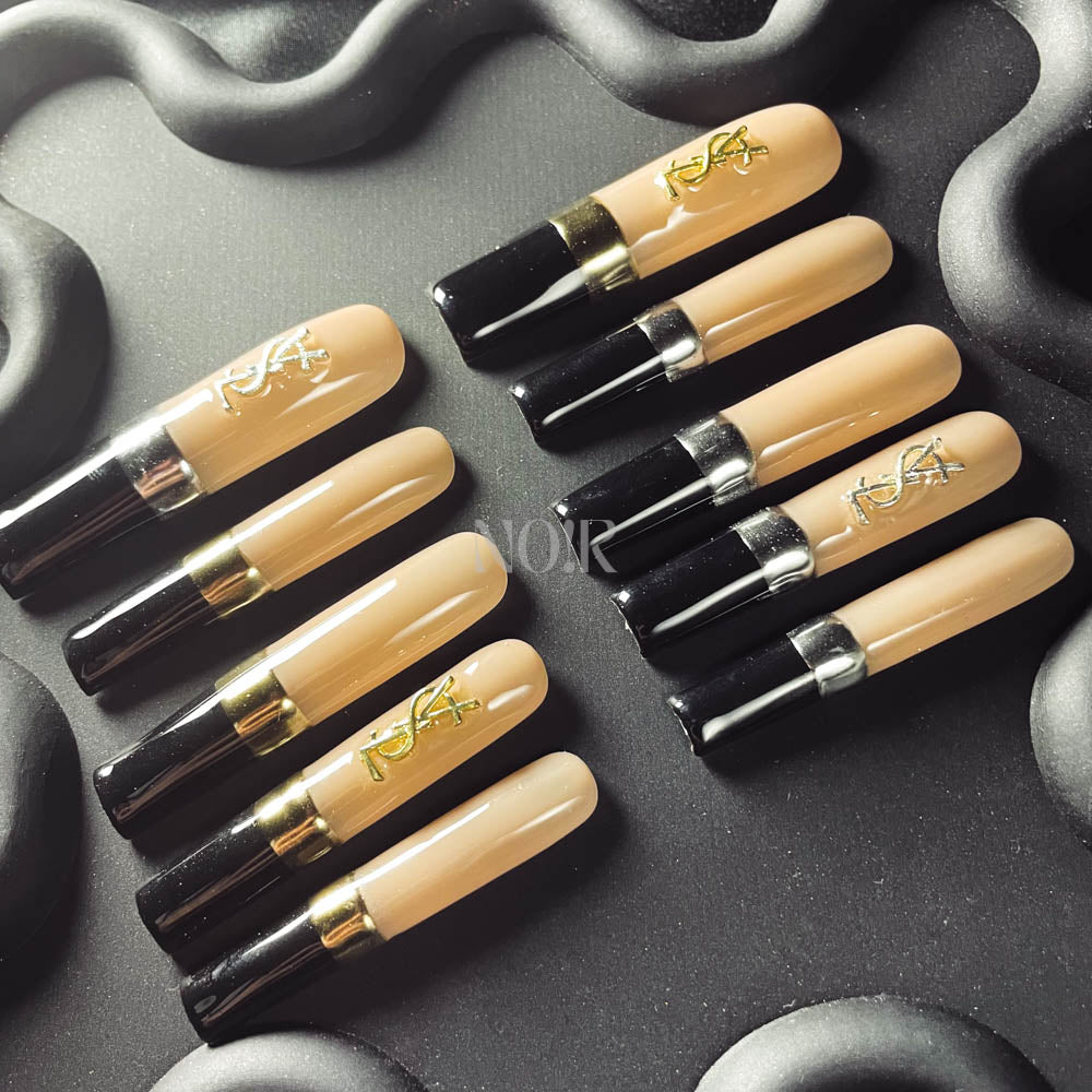 French Tip Handmade  Square Nails OM1055 - NoirNail