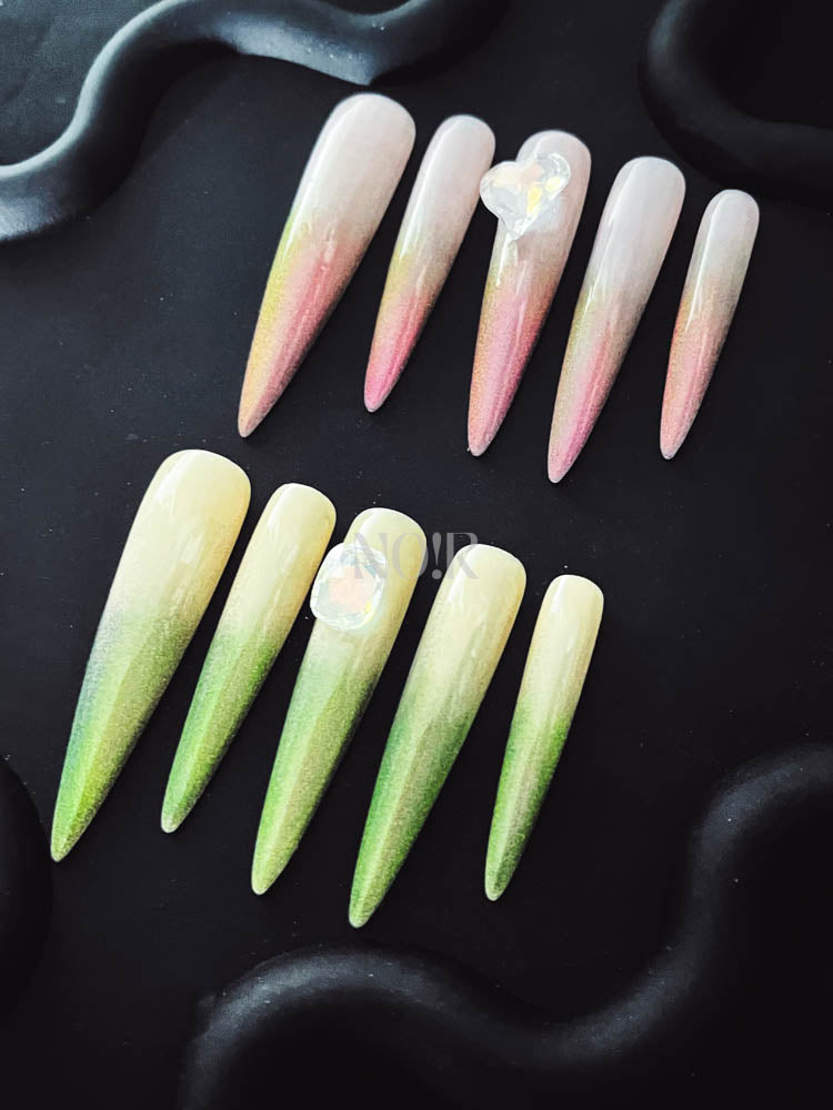 Watermelon Milkshake Handmade Stiletto Nails OM1018 - NoirNail