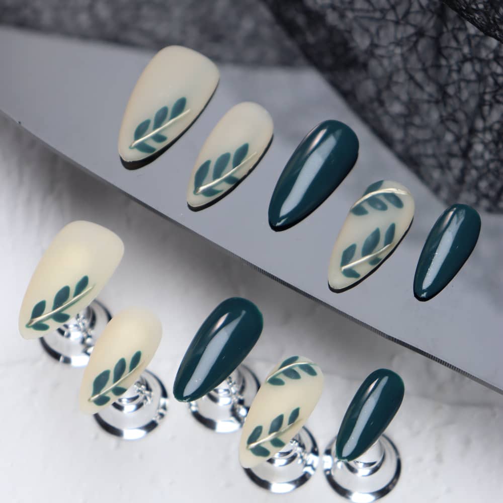Olive Branch Handmade Almond Press On Nails A517