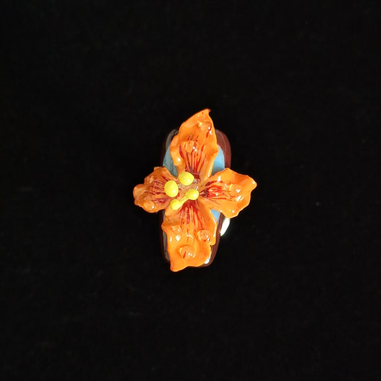 3D Handmade Flowers Coffin Press On Nails