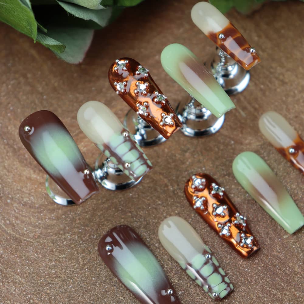 Coffee Time Handmade Coffin Press On Nails PP14