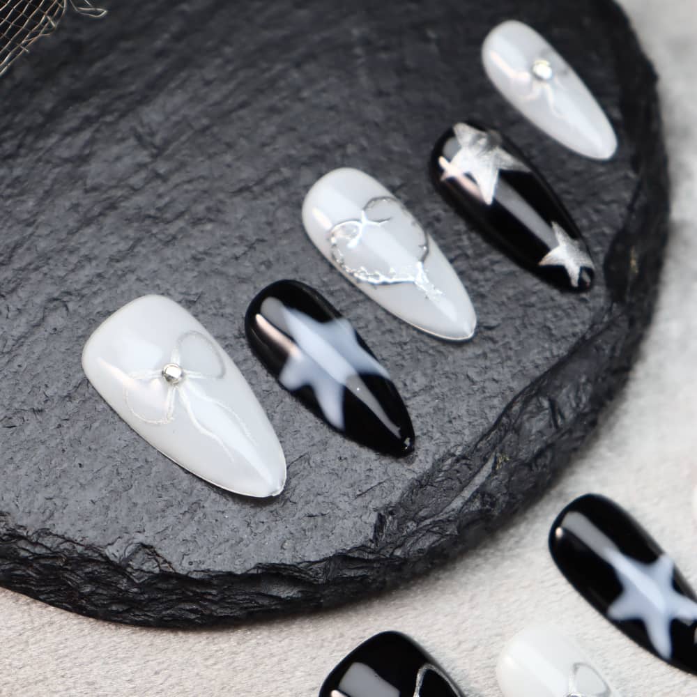 Star Bunny Star Stories Handmade Almond Press On Nails A887