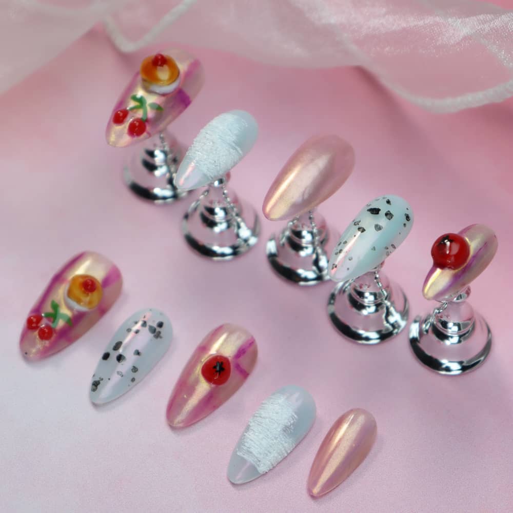 Cherry Cake Handmade Almond Press On Nails A1028