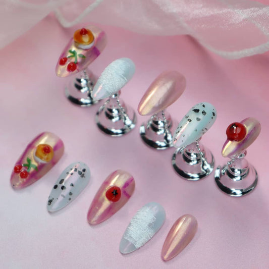 Cherry Cake Handmade Almond Press On Nails A1028