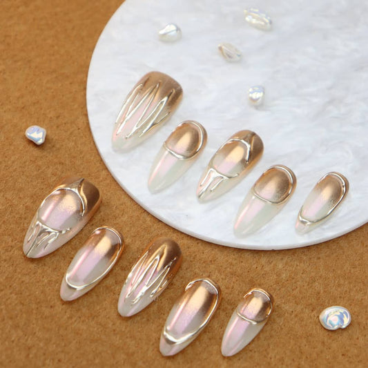 Bohemian Sunset Handmade Almond Press on Nails A527