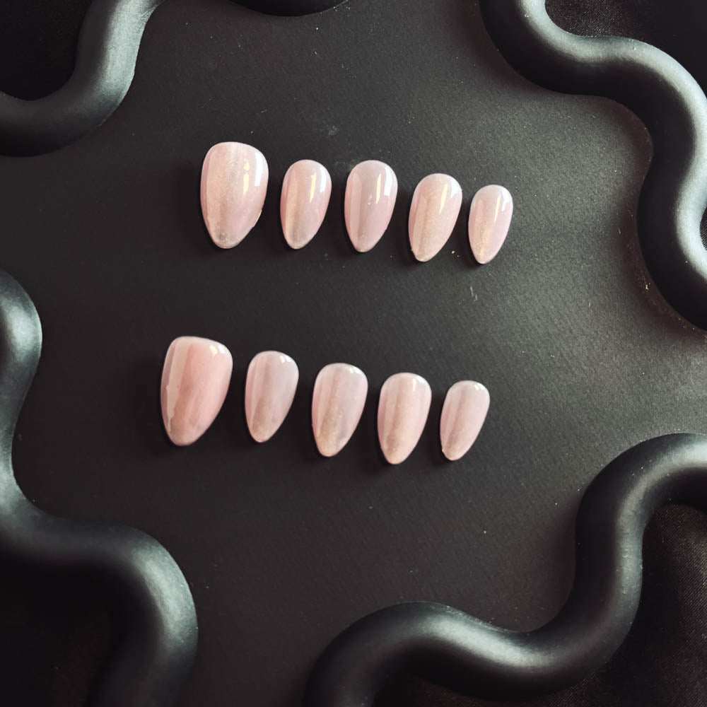 Pink Cat Eyes Gel Nail Handmade Almond Press-ons Nail MQ1001 - NoirNail