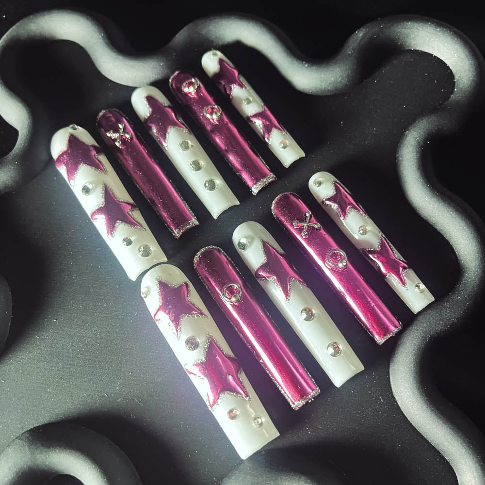 Raspberry Milkshake Handmade  Square Nails OM1176 - NoirNail