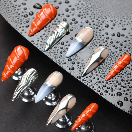 Punk Futuristic Color Matching Y2K Handmade Stiletto Press on Nails A882