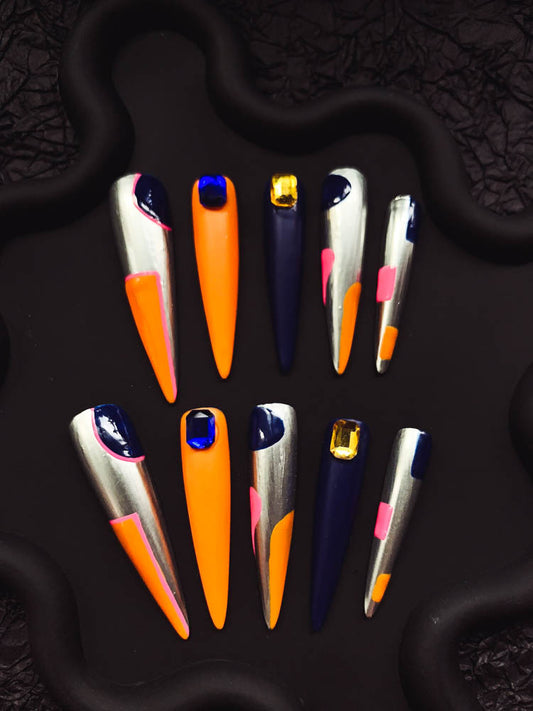 Desert Sapphire Handmade  Stiletto Nails OM1143 - NoirNail