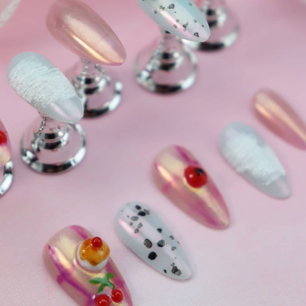 Cherry Cake Handmade Almond Press On Nails A1028