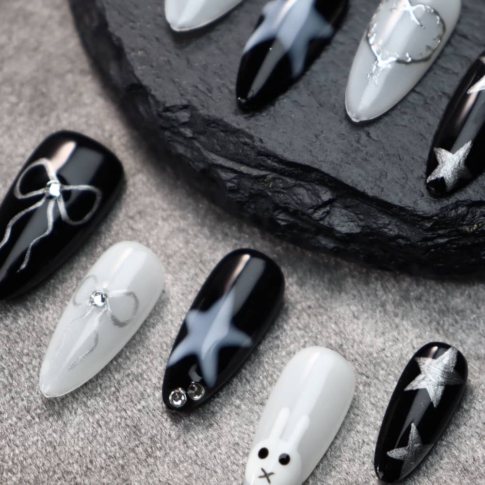 Star Bunny Star Stories Handmade Almond Press On Nails A887