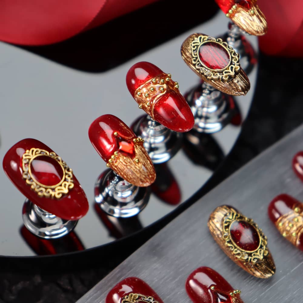 Merry Christmas Buccellati Handmade Almond Press On Nails A861