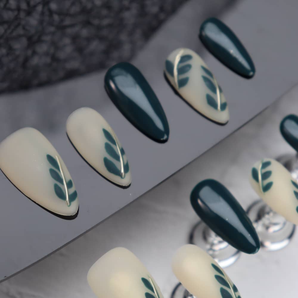 Olive Branch Handmade Almond Press On Nails A517