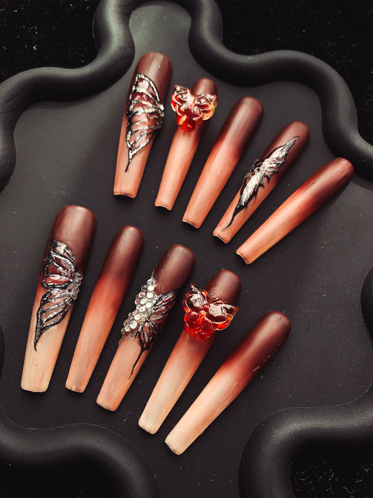 Coffee Soft Candy Handmade  Square Nails OM1136 - NoirNail