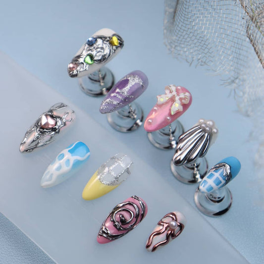 Psychedelic Vortex Multi-element Y2k Handmade Almond Press on Nails A1098