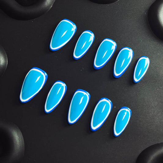 Aquamarine  Handmade Almond  Nails X1116 - NoirNail