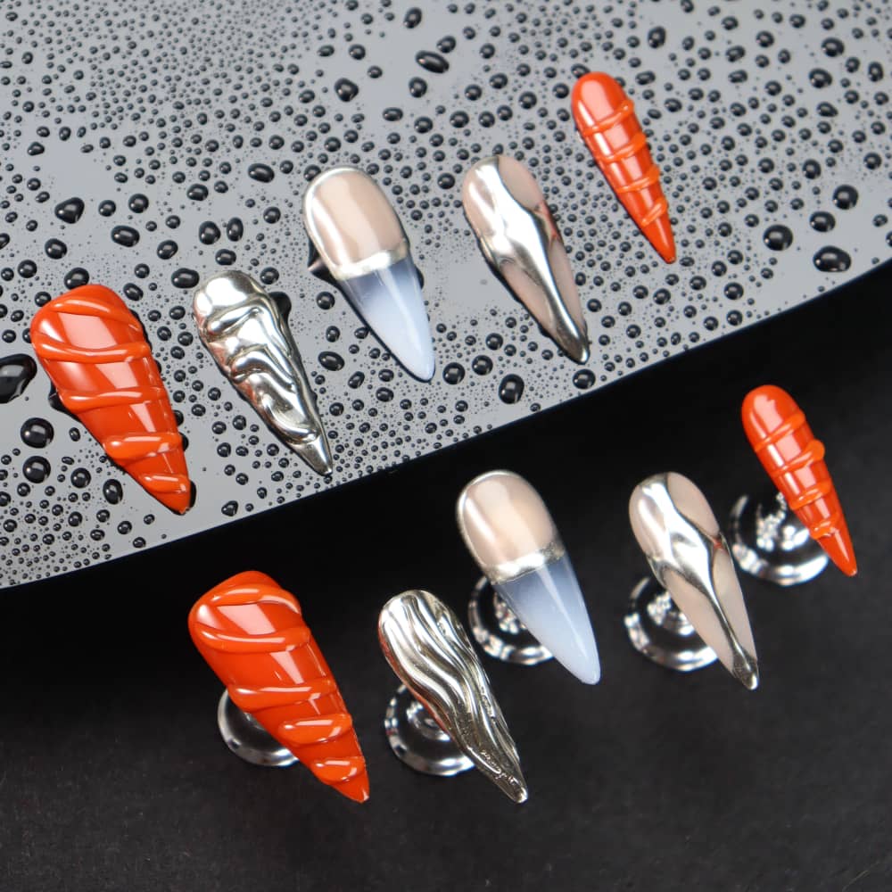 Punk Futuristic Color Matching Y2K Handmade Stiletto Press on Nails A882