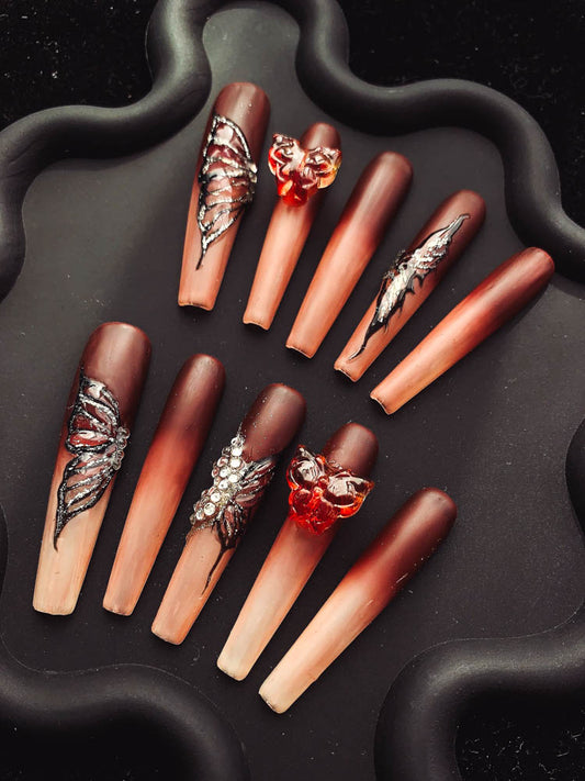 Coffee Soft Candy Handmade  Square Nails OM1136 - NoirNail