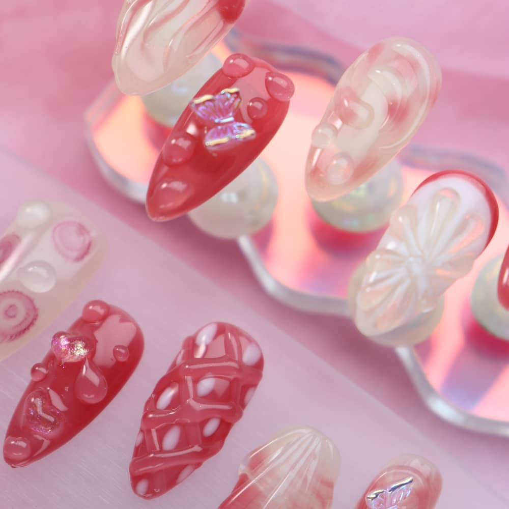 Grapefruit Lady Handmade Almond Press On Nails A1144