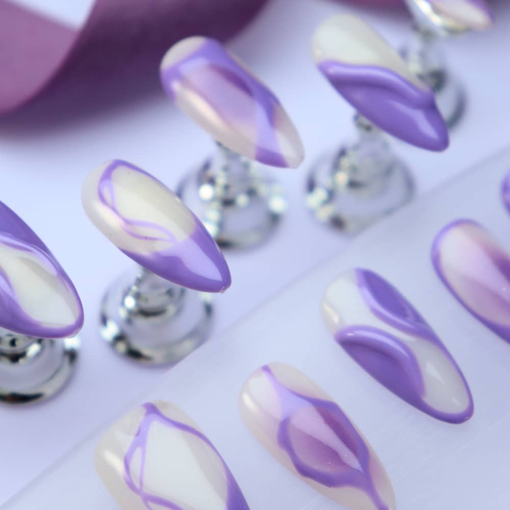 Lavender Purple Handmade Almond Press on Nails A1184