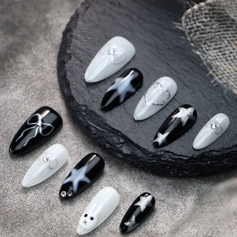 Star Bunny Star Stories Handmade Almond Press On Nails A887