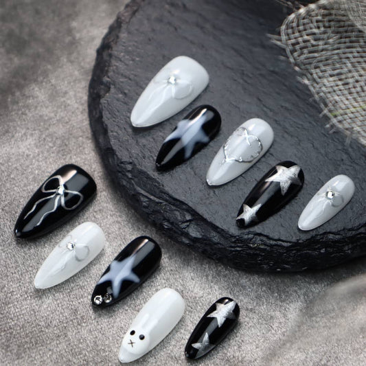 Star Bunny Star Stories Handmade Almond Press On Nails A887