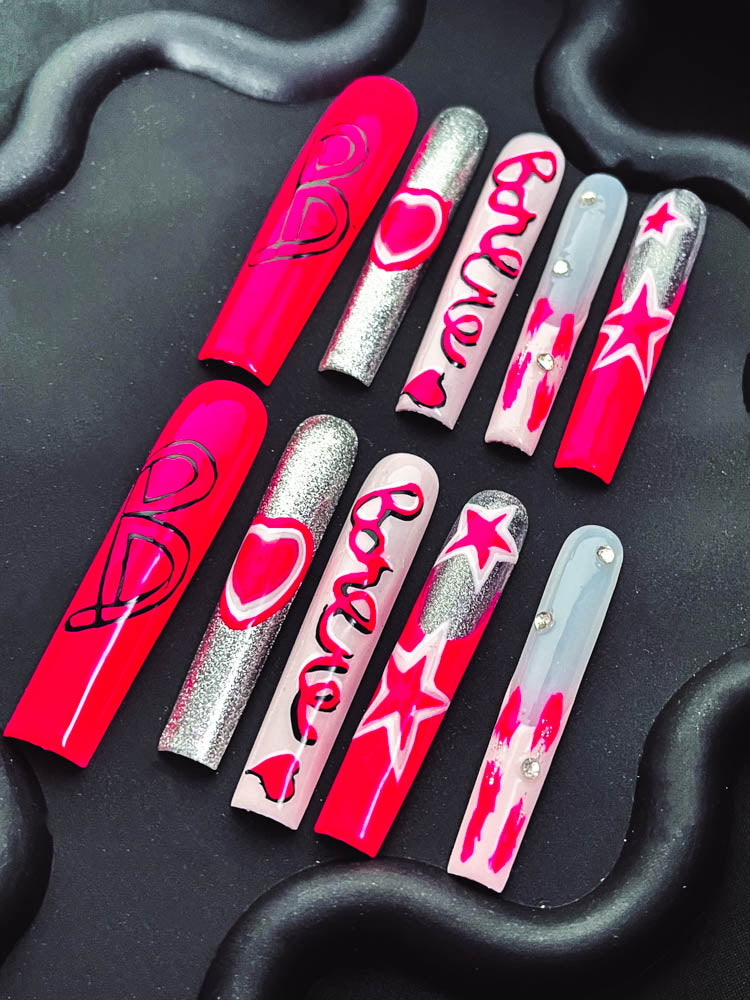 Starlight Barbie Handmade  Square Nails OM1035 - NoirNail