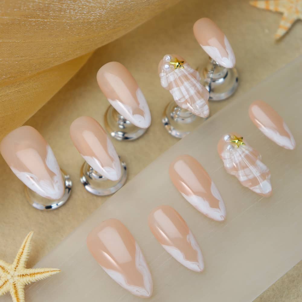 Daughter of the Sea Handmade Almond Press On Nails A1134