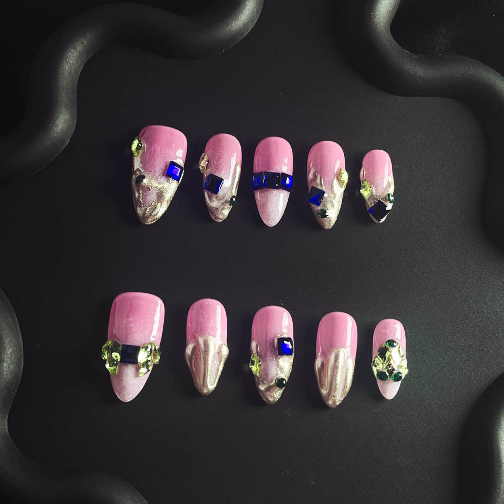 Desert Sapphire Handmade Almond  Nails X1142 - NoirNail