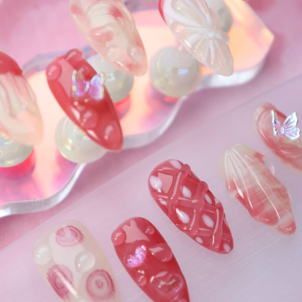 Grapefruit Lady Handmade Almond Press On Nails A1144