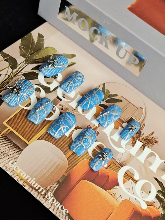 Western Cowboy Handmade Coffin Press On Nails