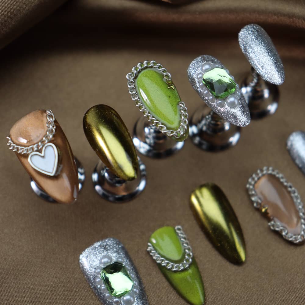 Coffee Time Handmade Almond Press On Nails A1325