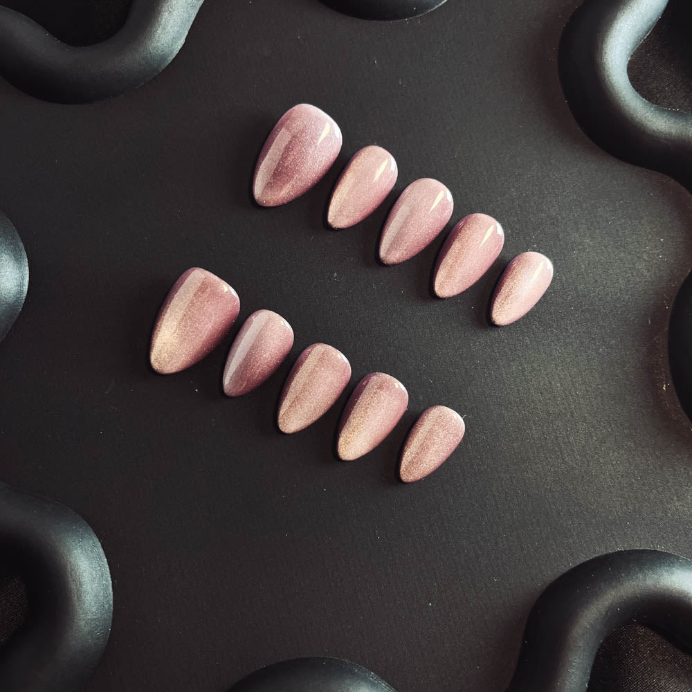 Dried Rose Cat Eyes Gel Nail Handmade Almond Press-ons Nail MQ1002 - NoirNail