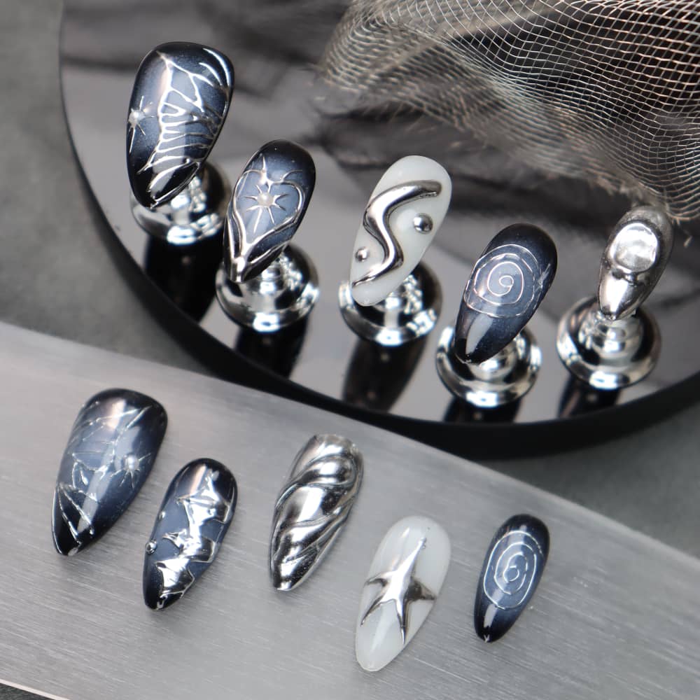 Star Stories Y2K Handmade Almond Press On Nails A886