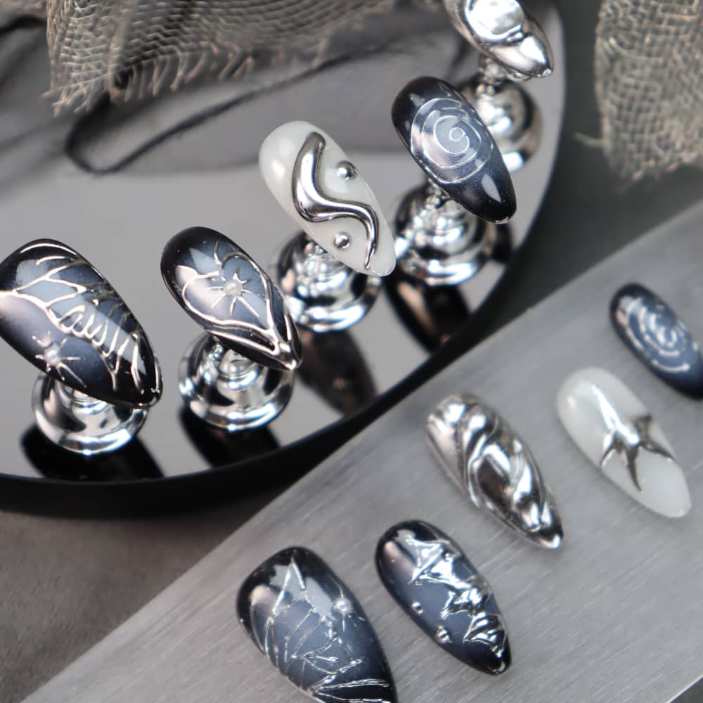 Star Stories Y2K Handmade Almond Press On Nails A886