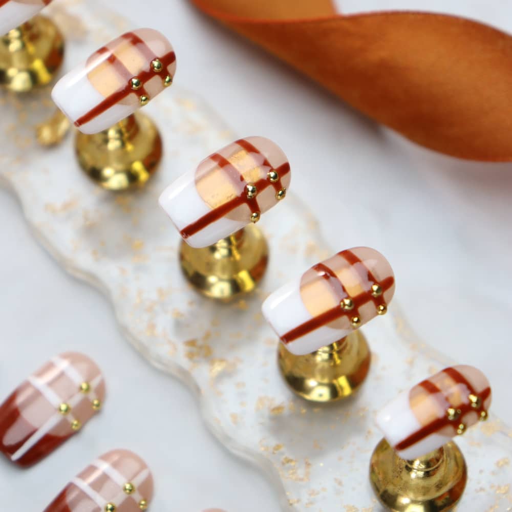 French lines Handmade Square Press On Nails A865