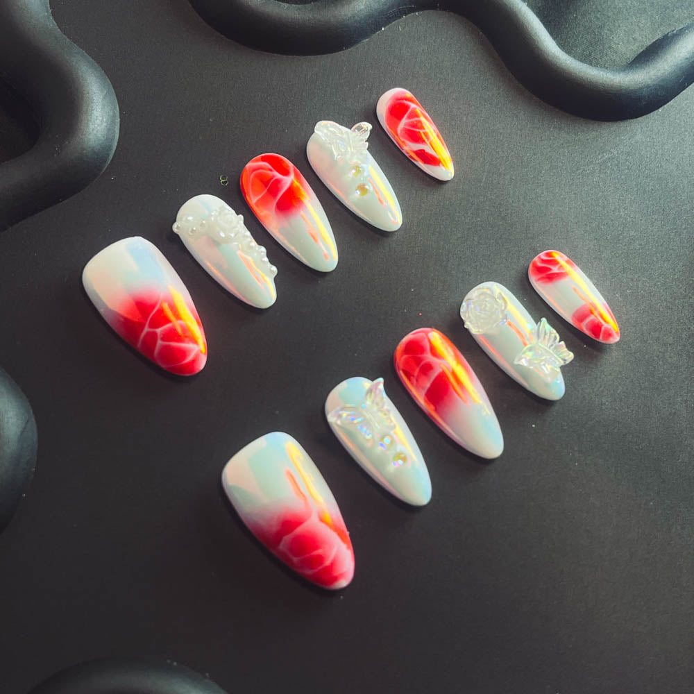 Aurora Koi Handmade Almond  Nails X1025 - NoirNail