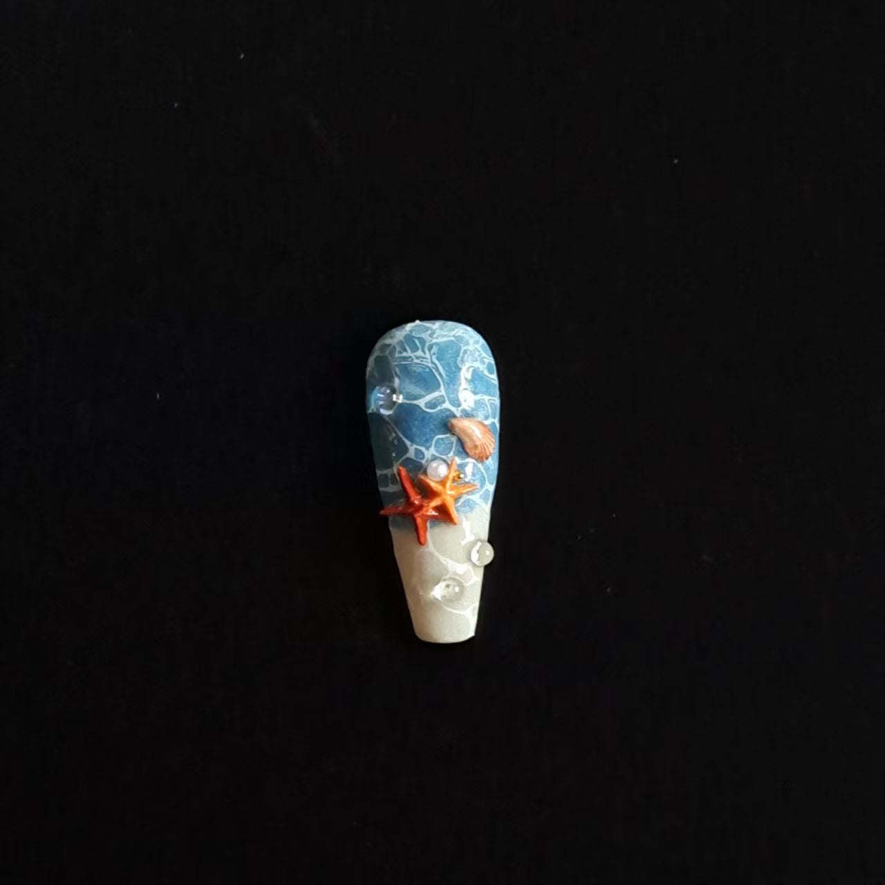 Starfish Handmade Coffin French Tip Press On Nails