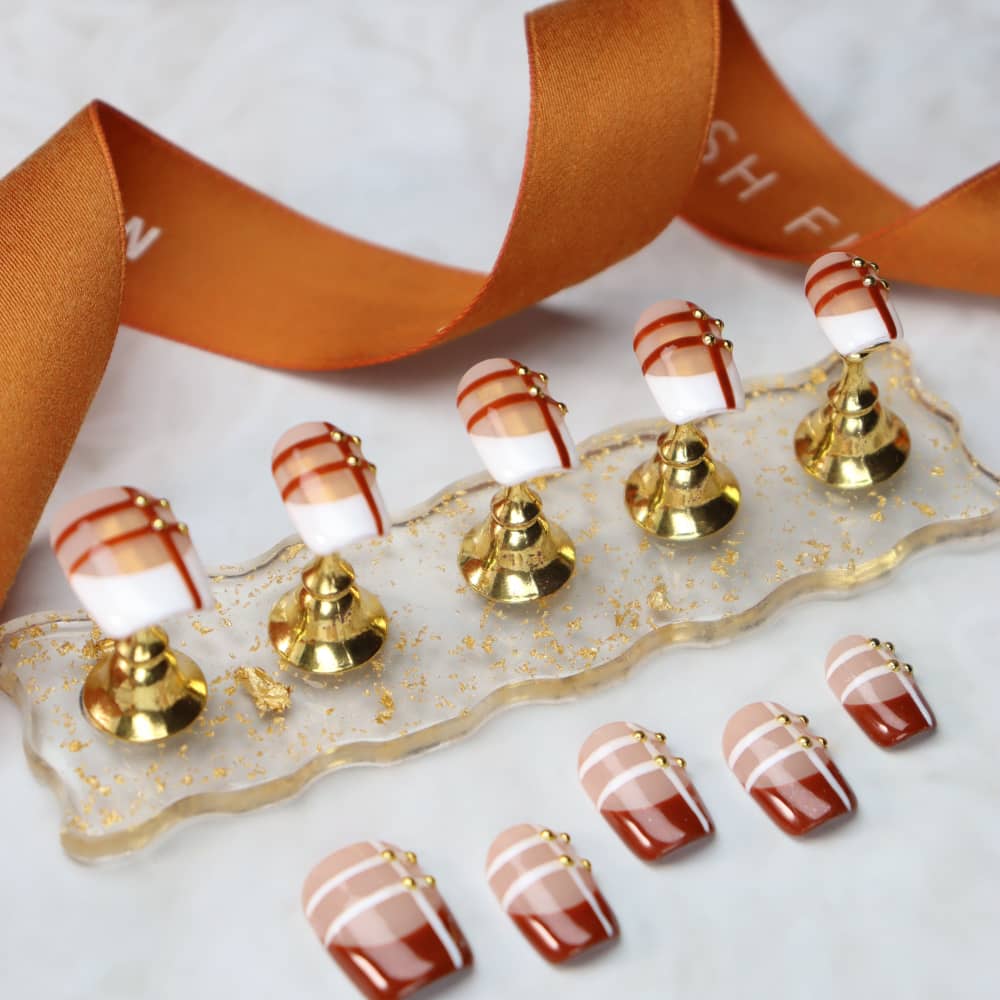 French lines Handmade Square Press On Nails A865